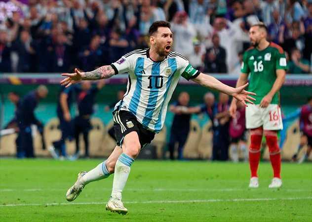 Messi Comemora Gol contra o México
